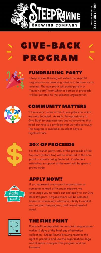 Steep Ravine Brewing Company | Give-back Program